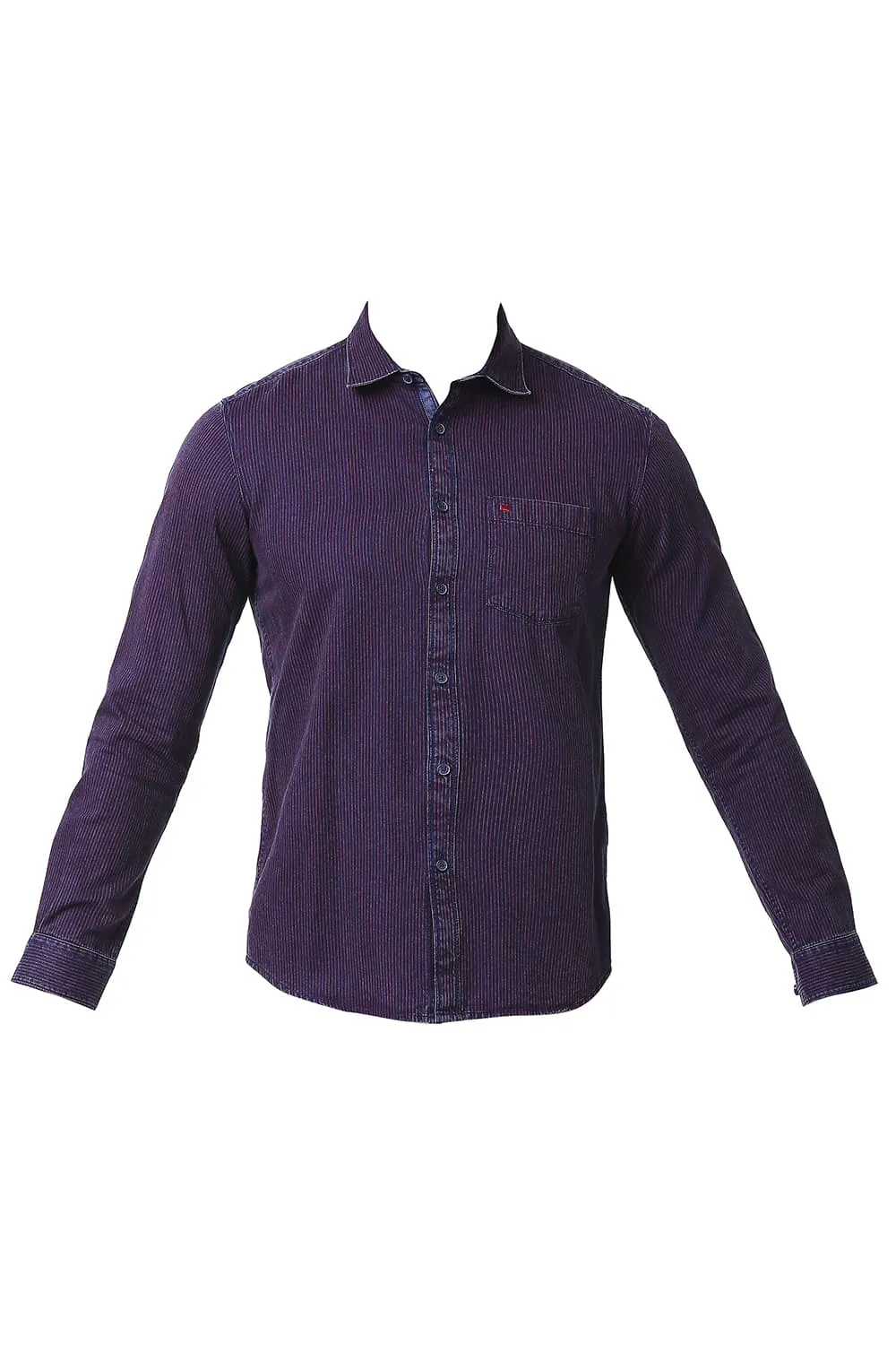 Slim Fit Cotton Indigo Stripe Shirt