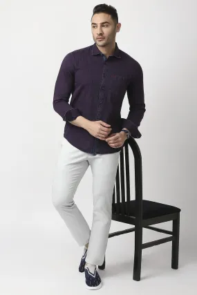 Slim Fit Cotton Indigo Stripe Shirt