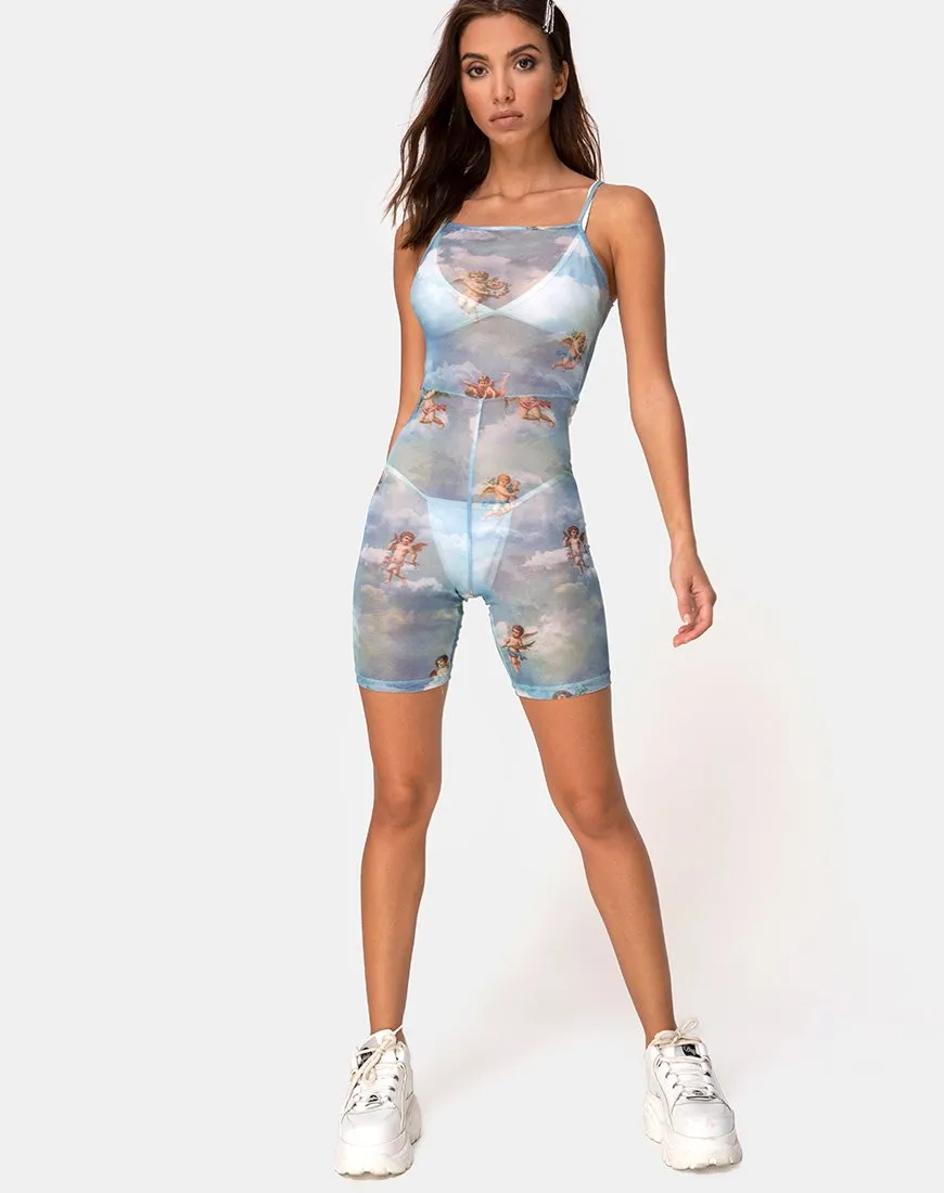 Solina Unitard in Mesh Angel Sky Blue