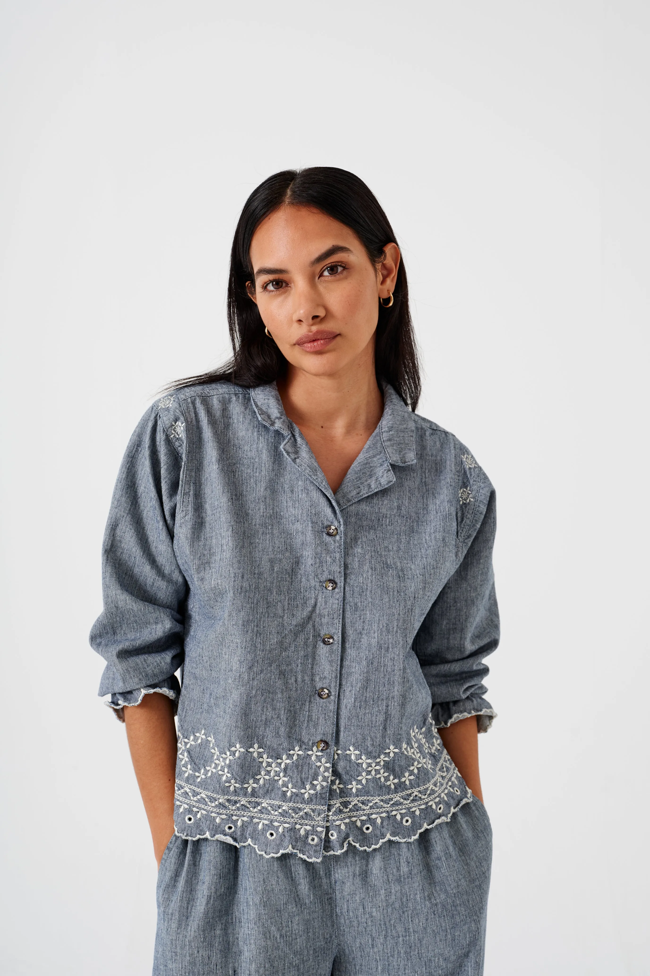 Sophie Shirt in Indigo Linen