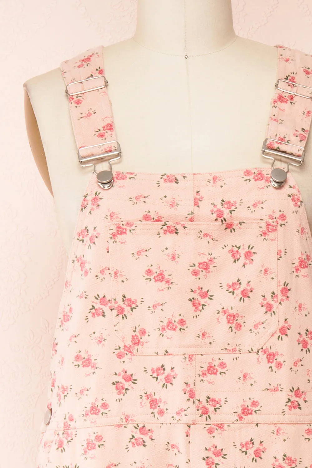 Sterope Pink | Floral Denim Overalls