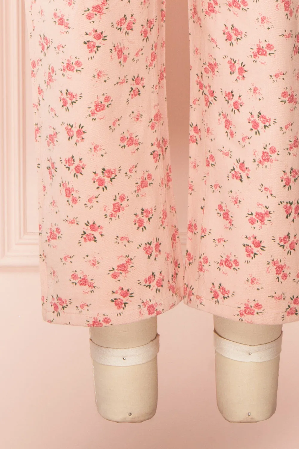 Sterope Pink | Floral Denim Overalls