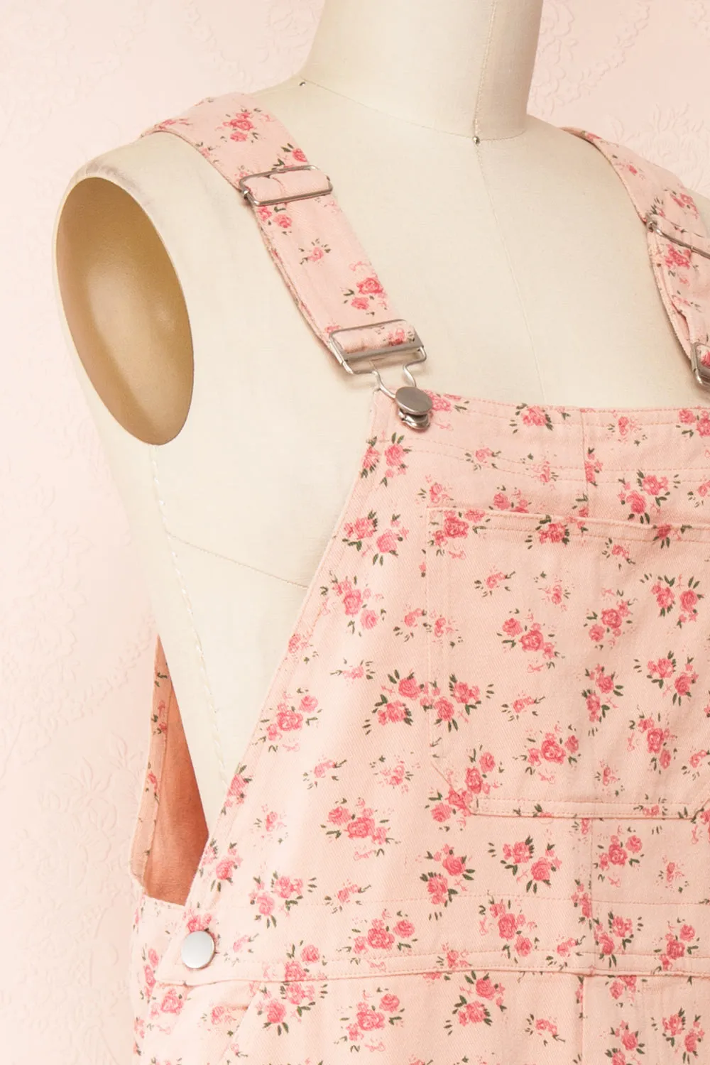 Sterope Pink | Floral Denim Overalls