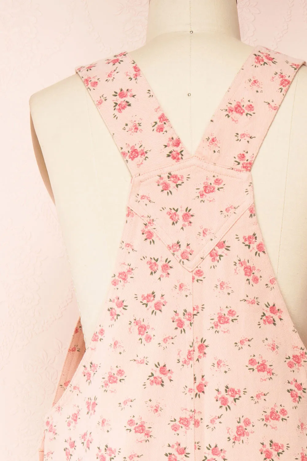 Sterope Pink | Floral Denim Overalls