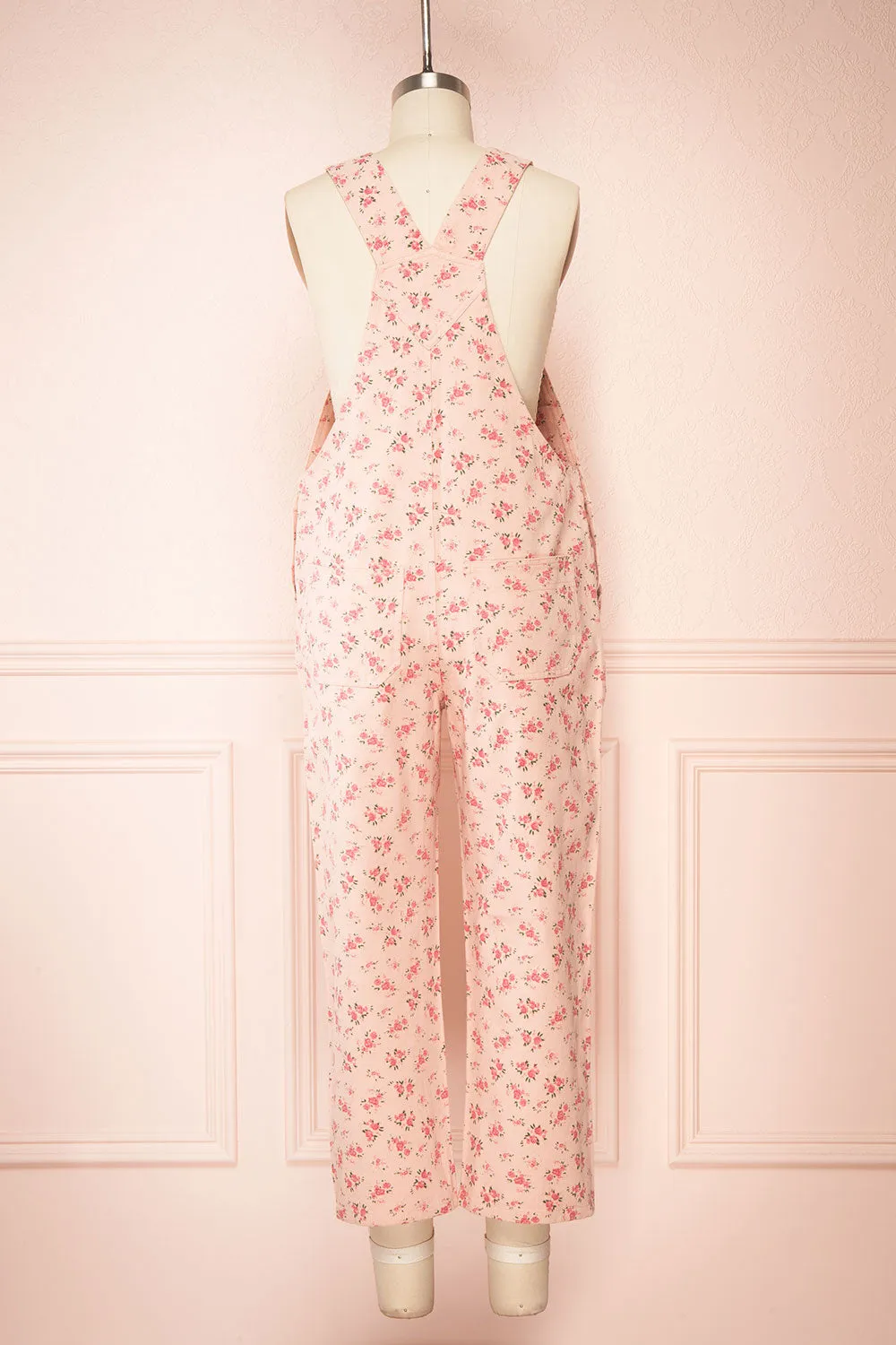 Sterope Pink | Floral Denim Overalls