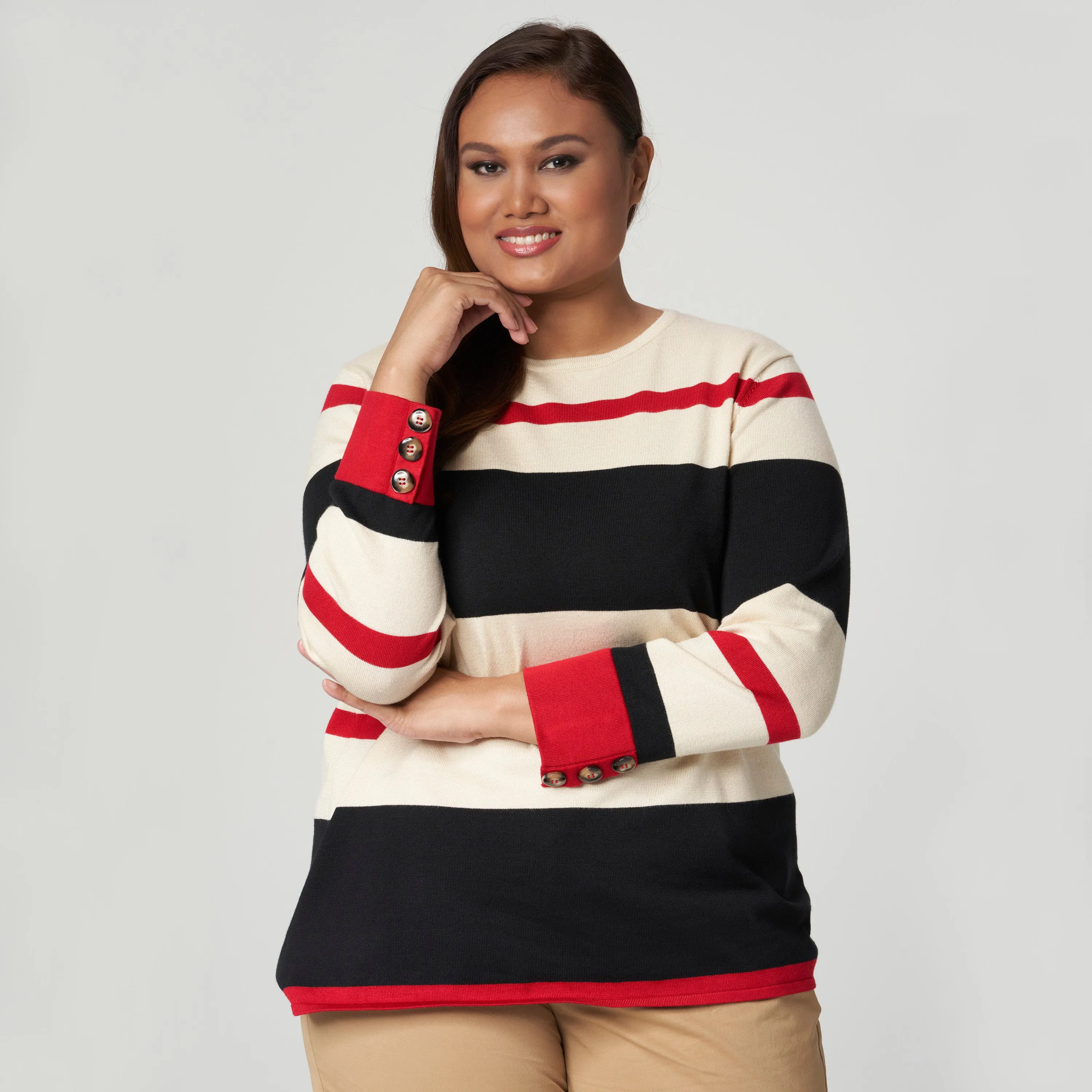 Stripe Long Sleeve Knit Top