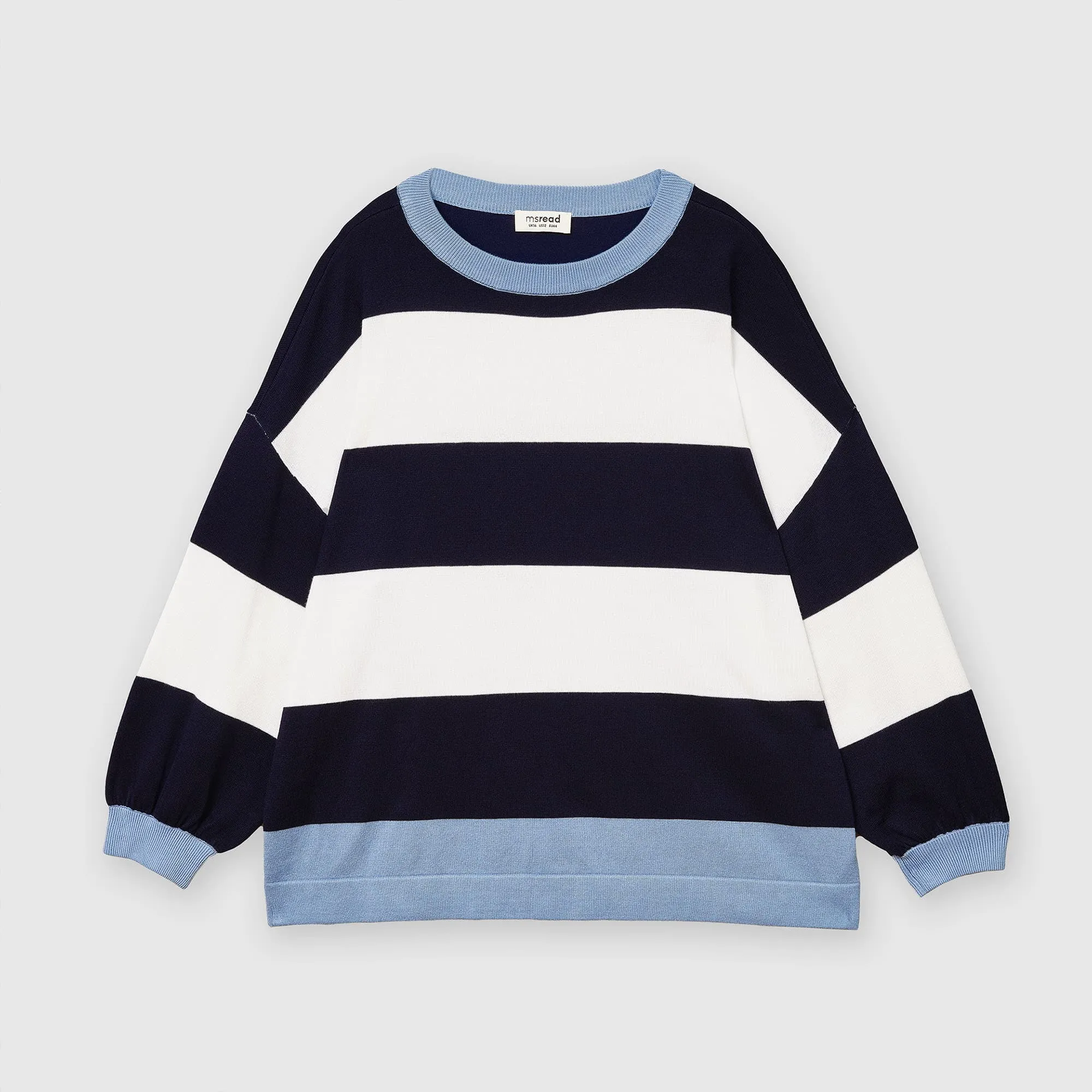 Stripe Puffed Sleeve Knit Top