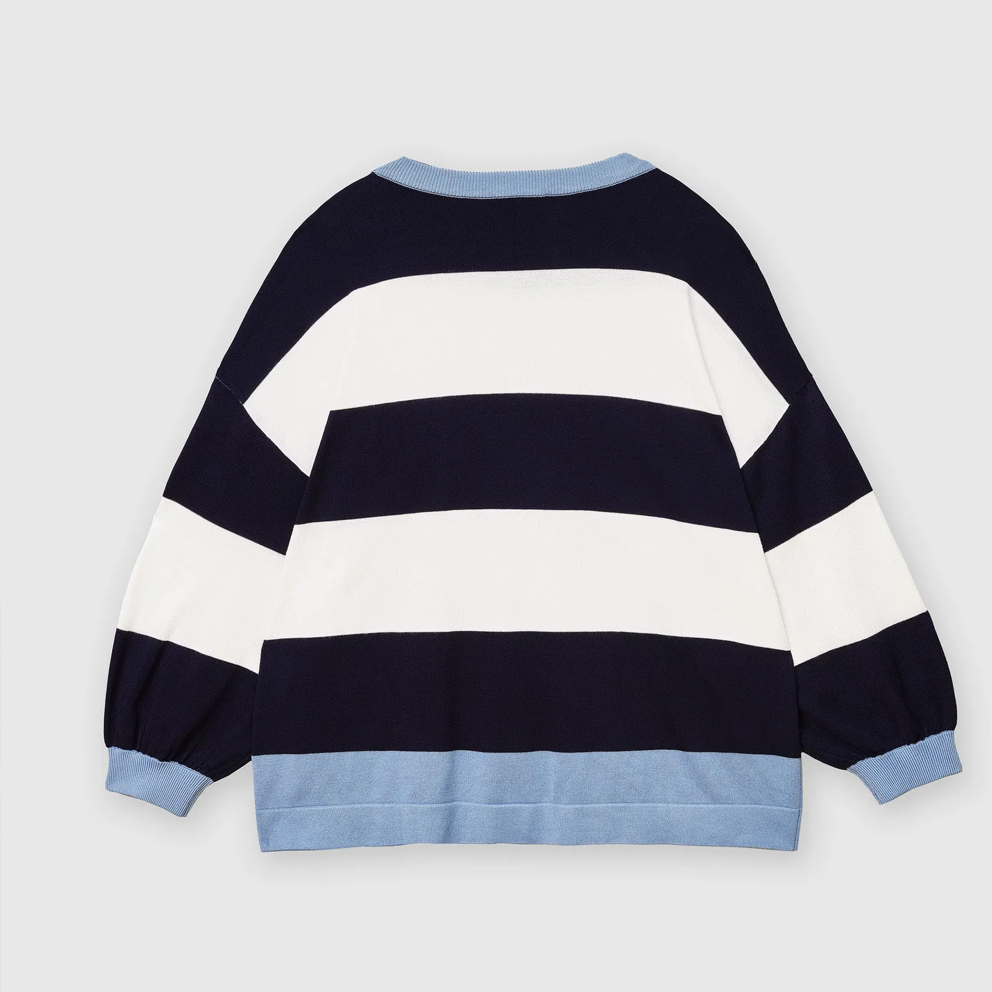 Stripe Puffed Sleeve Knit Top