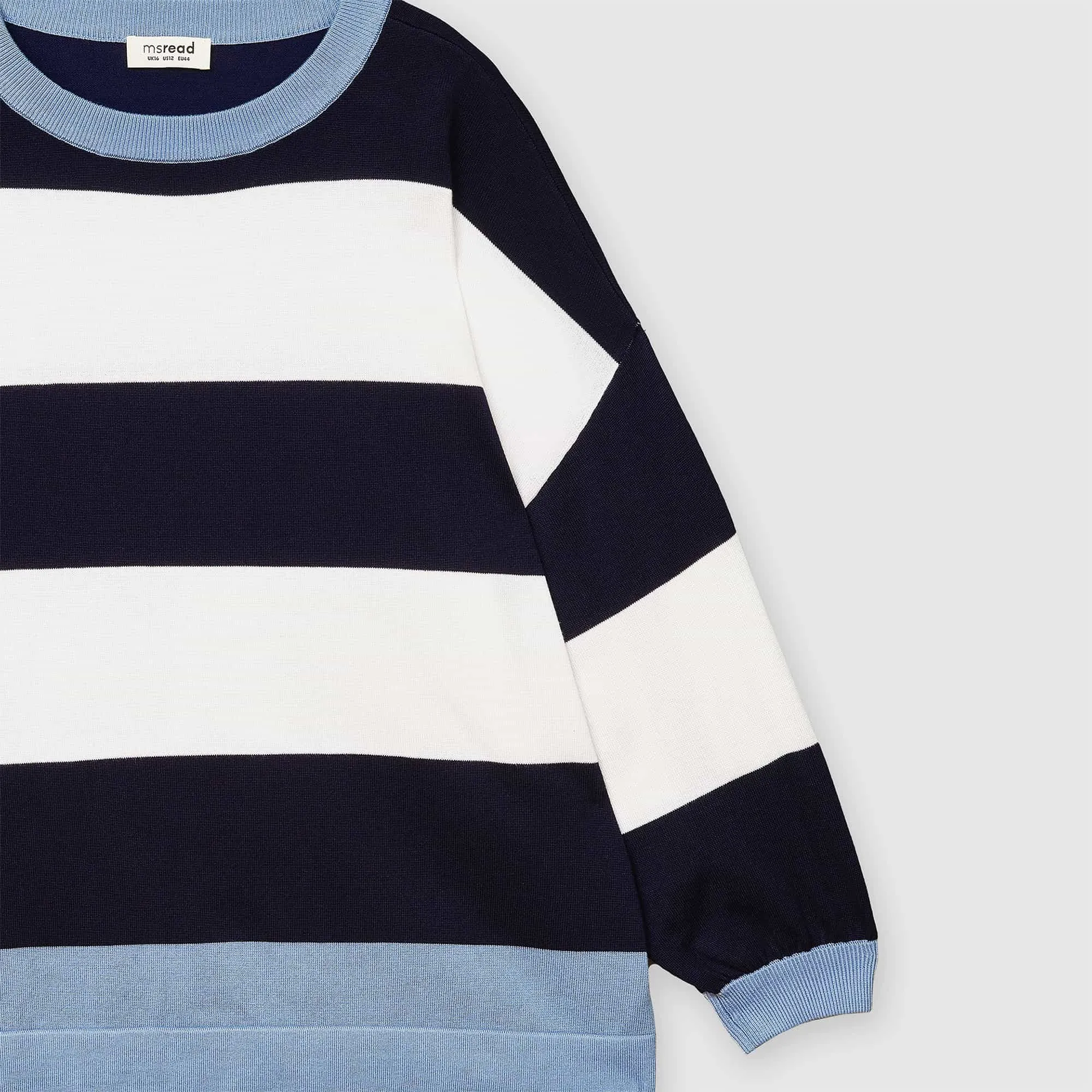 Stripe Puffed Sleeve Knit Top