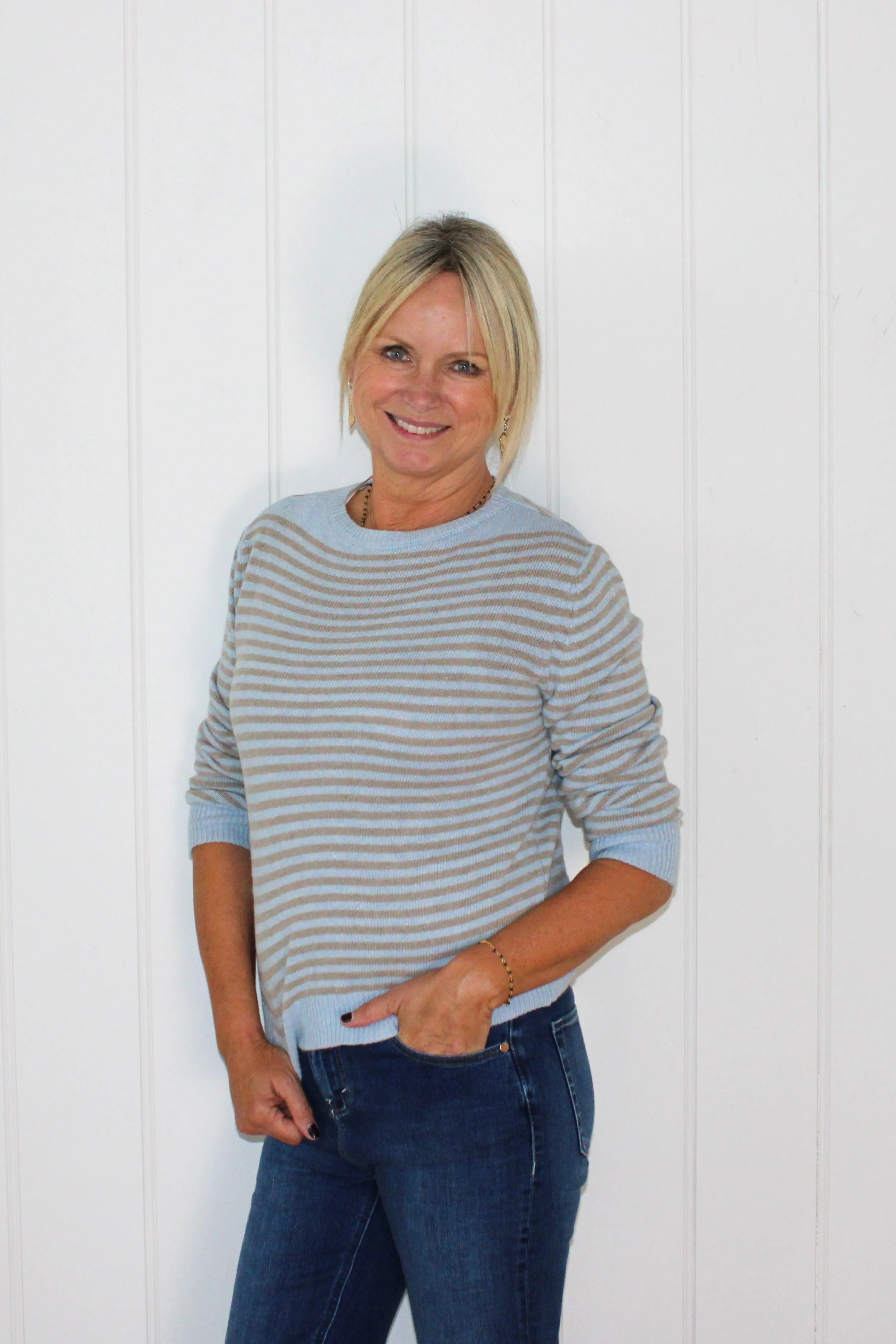 Striped Jumper| Oatmeal/Blue