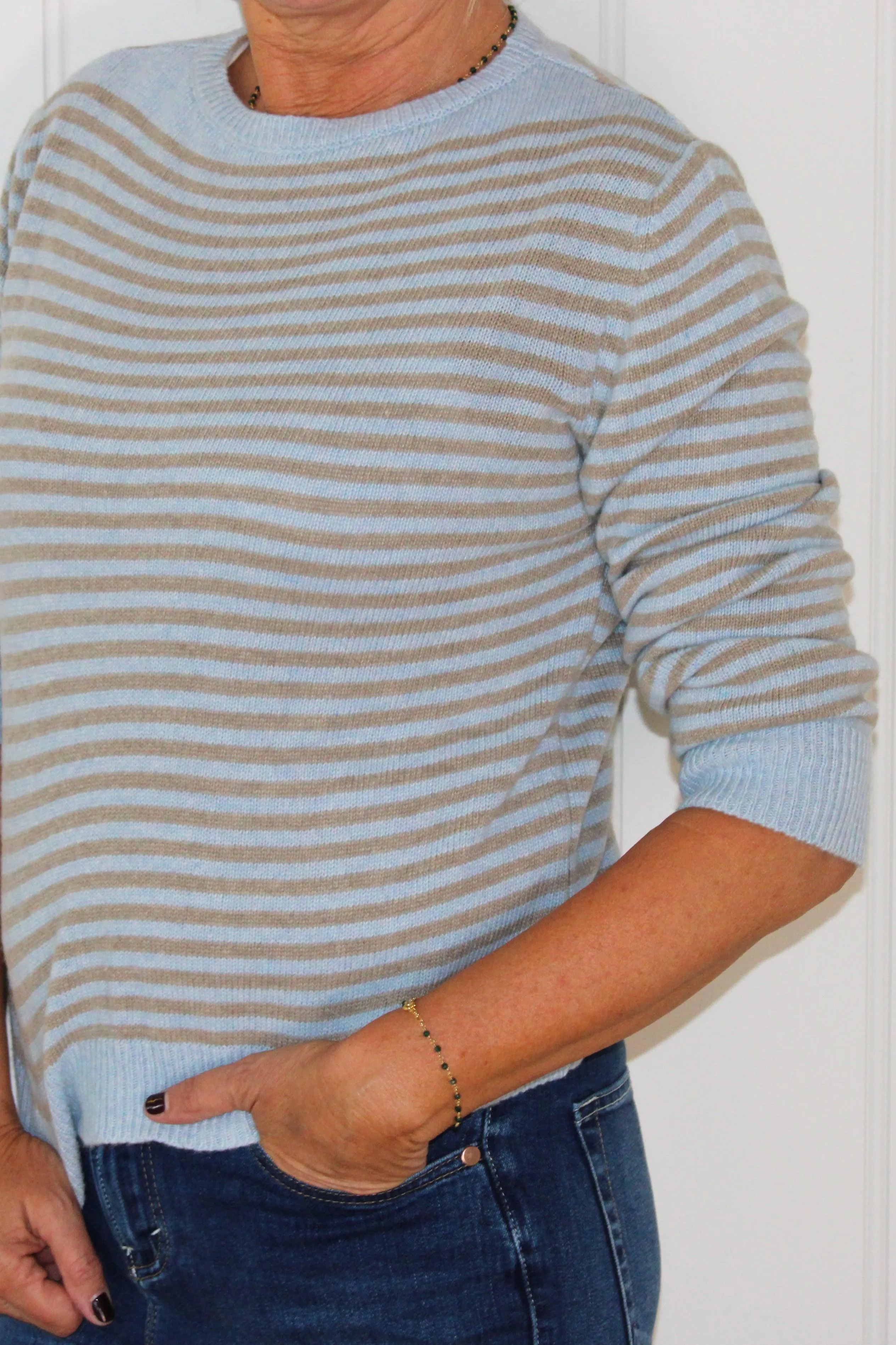 Striped Jumper| Oatmeal/Blue