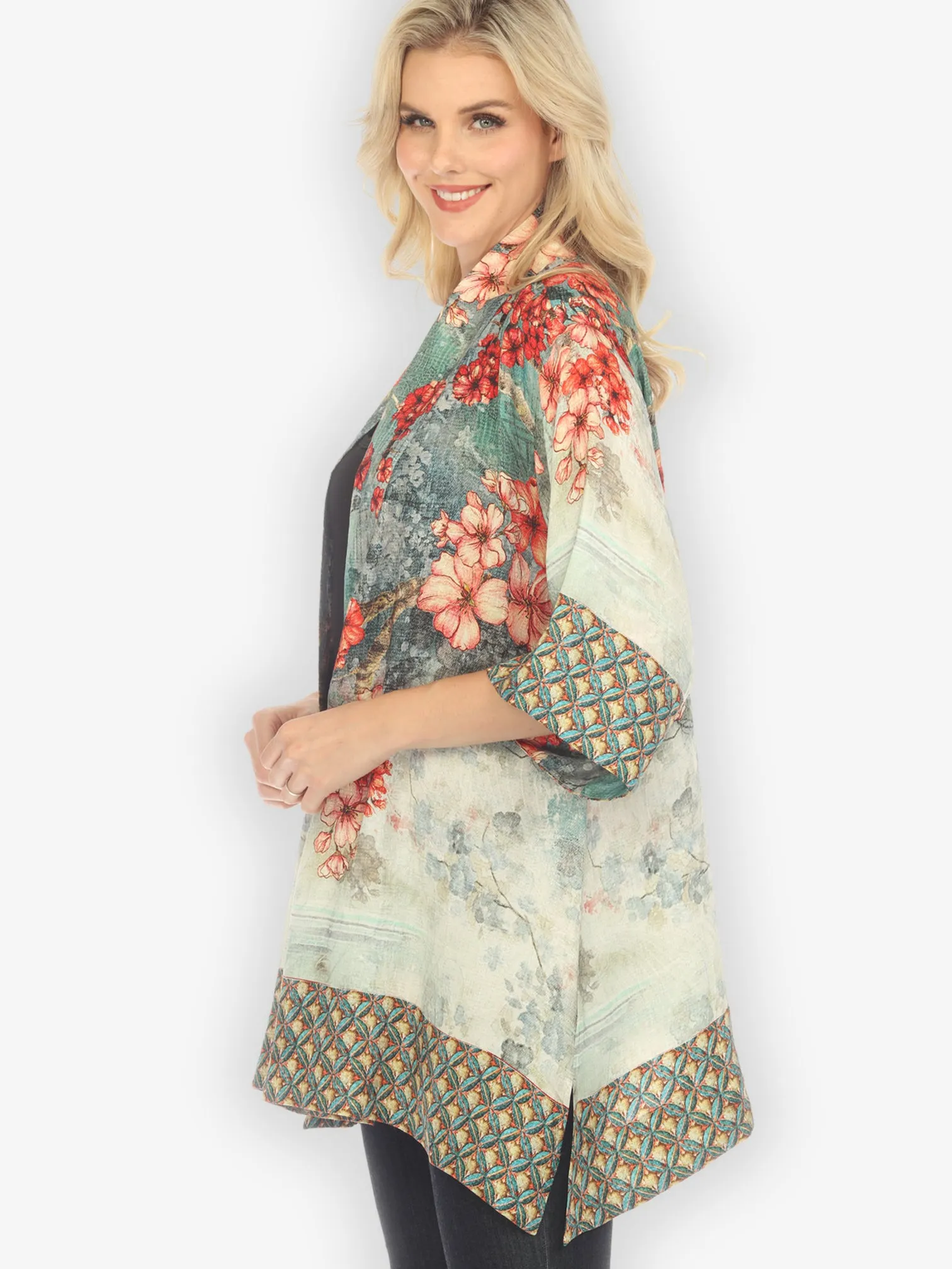 Summer Blossom Silk Kimono Jacket