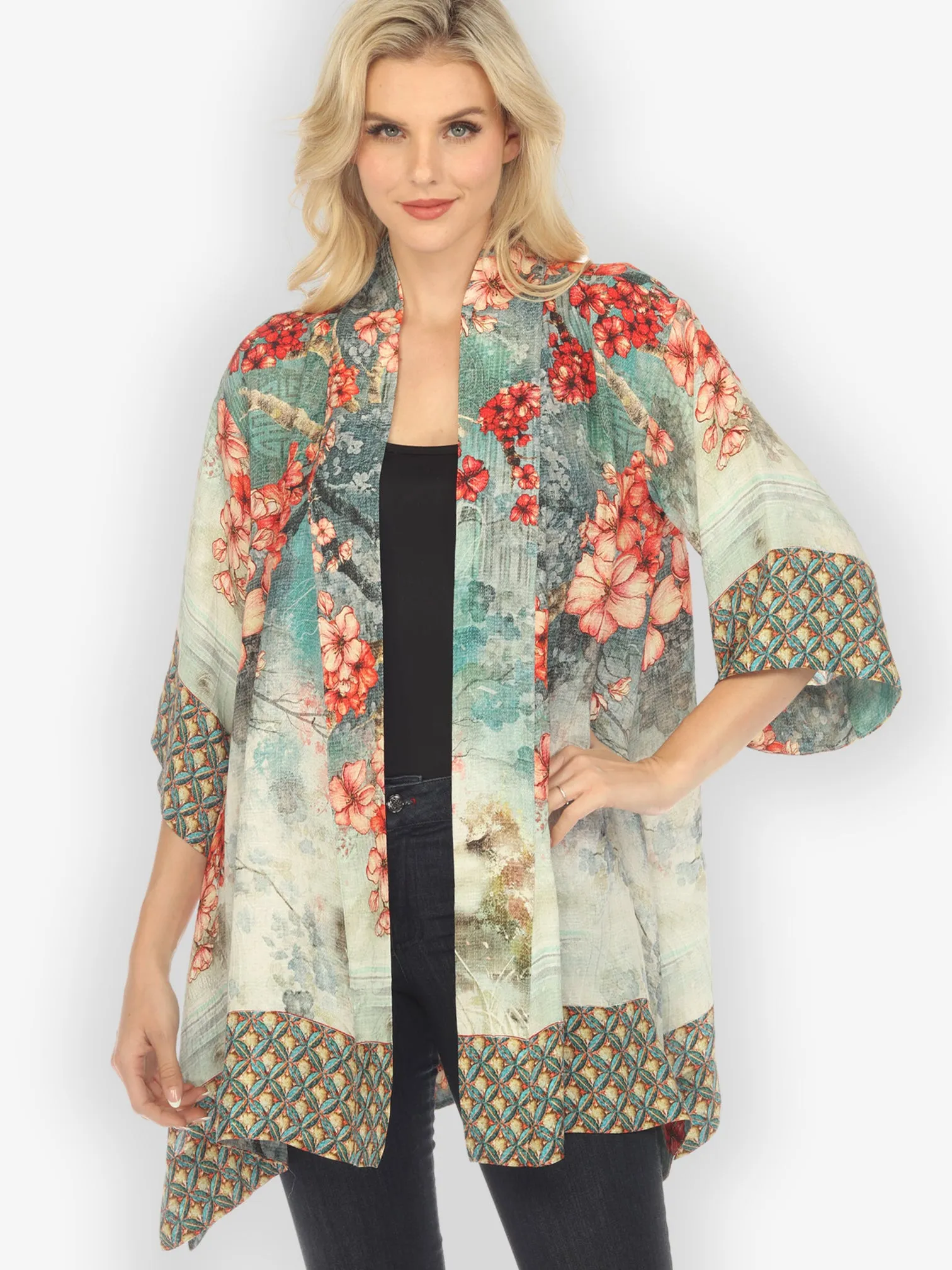 Summer Blossom Silk Kimono Jacket