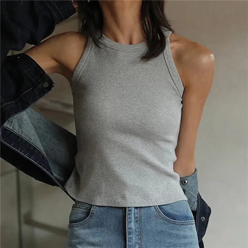 Summer Sexy Backless Tank Top Women Sleeveless Vest Quality Y2k Knitted Camis Tank Tops Women Casual Solid Color Basic Camisole