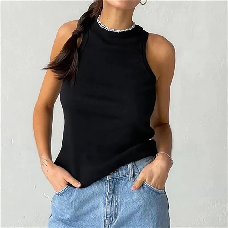 Summer Sexy Backless Tank Top Women Sleeveless Vest Quality Y2k Knitted Camis Tank Tops Women Casual Solid Color Basic Camisole