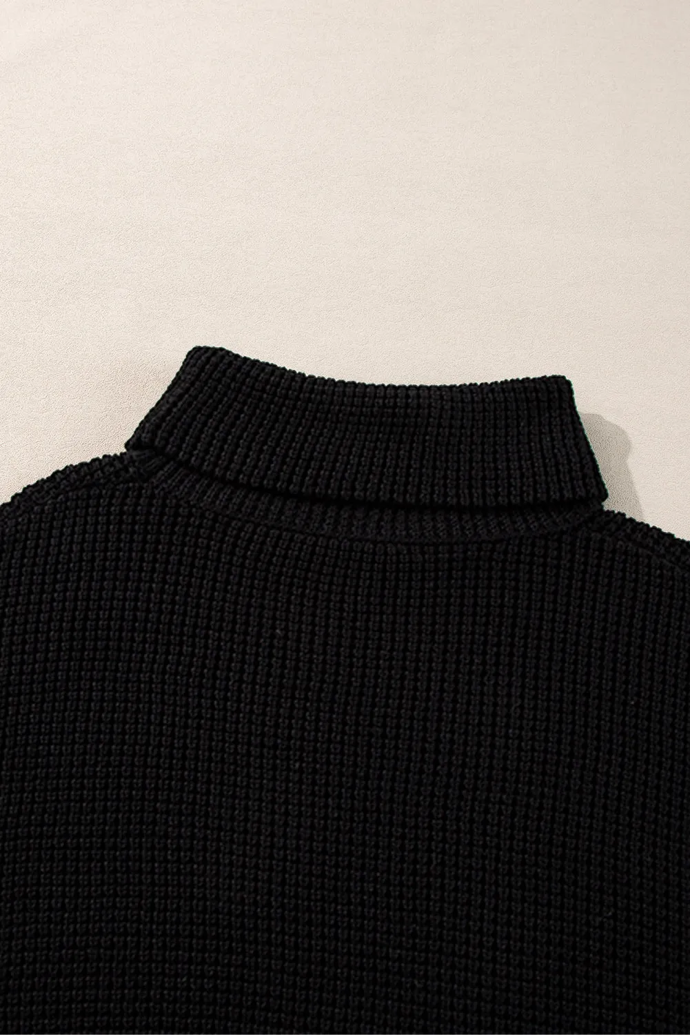 TEEK - Striped & Checkered Turtleneck Dropped Shoulder Sweater