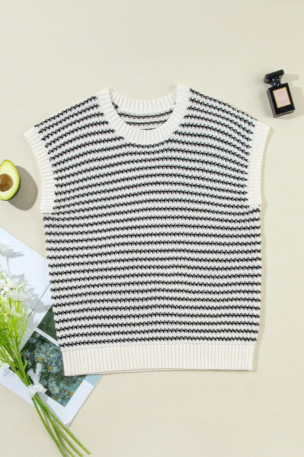 TEEK - Striped Round Neck Sweater Vest