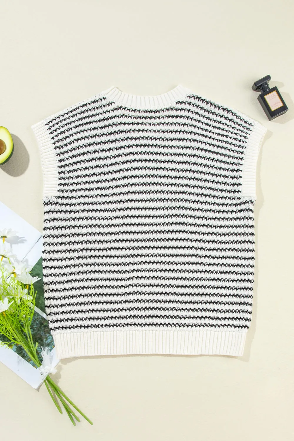 TEEK - Striped Round Neck Sweater Vest