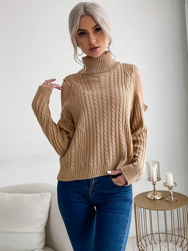 TEEK - Twist Turtleneck Khaki Long-Sleeved Sweater