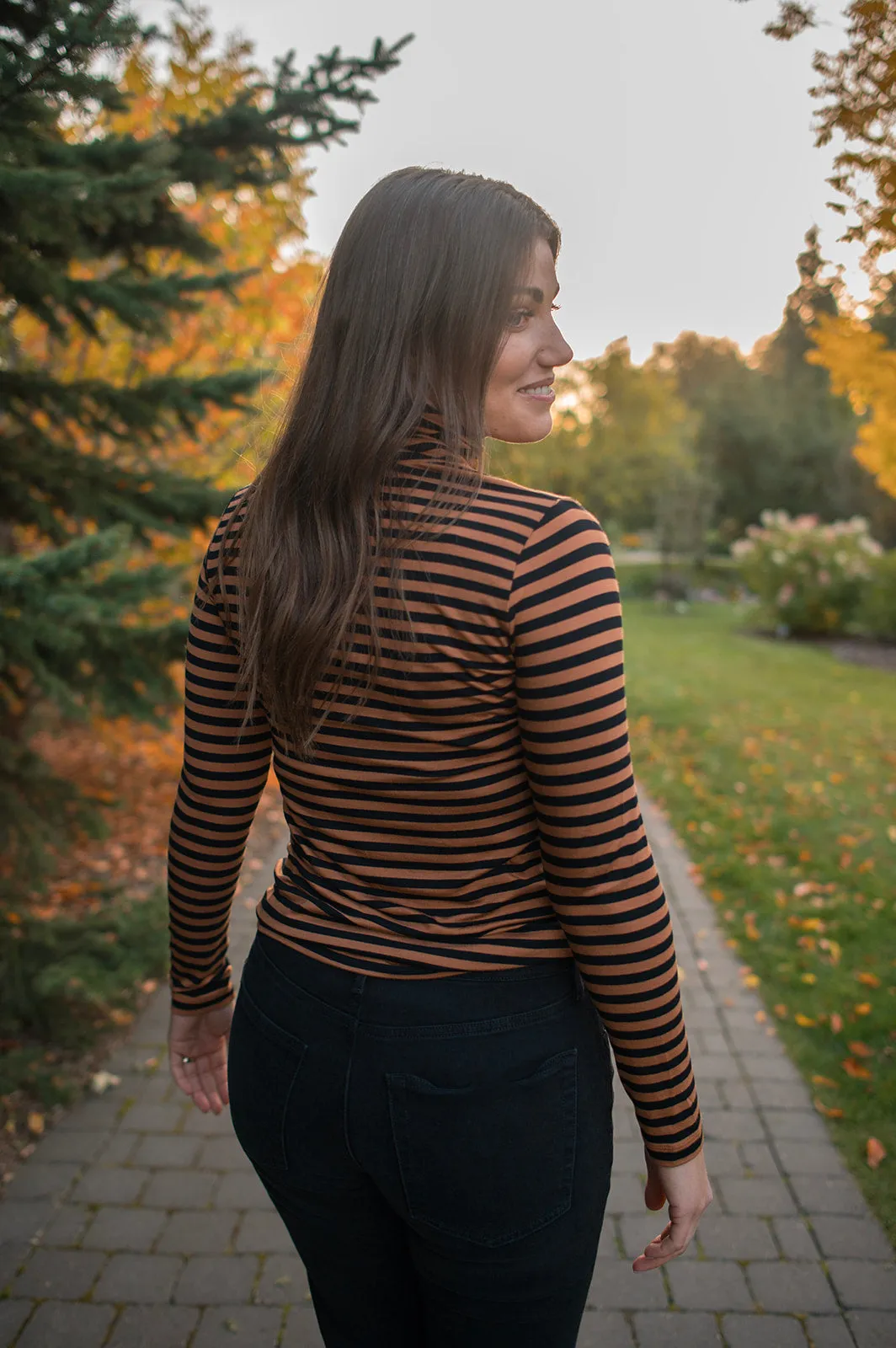 The Efinas Striped Turtleneck by Part Two - Argan Oil - PLUS