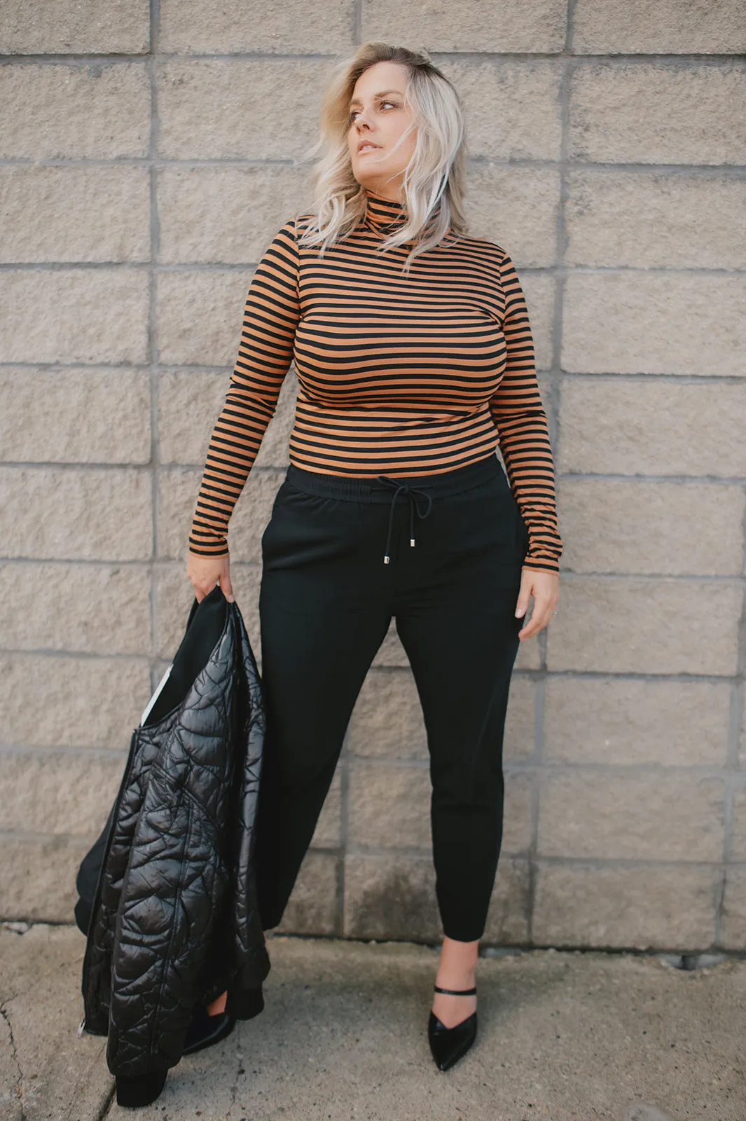 The Efinas Striped Turtleneck by Part Two - Argan Oil - PLUS