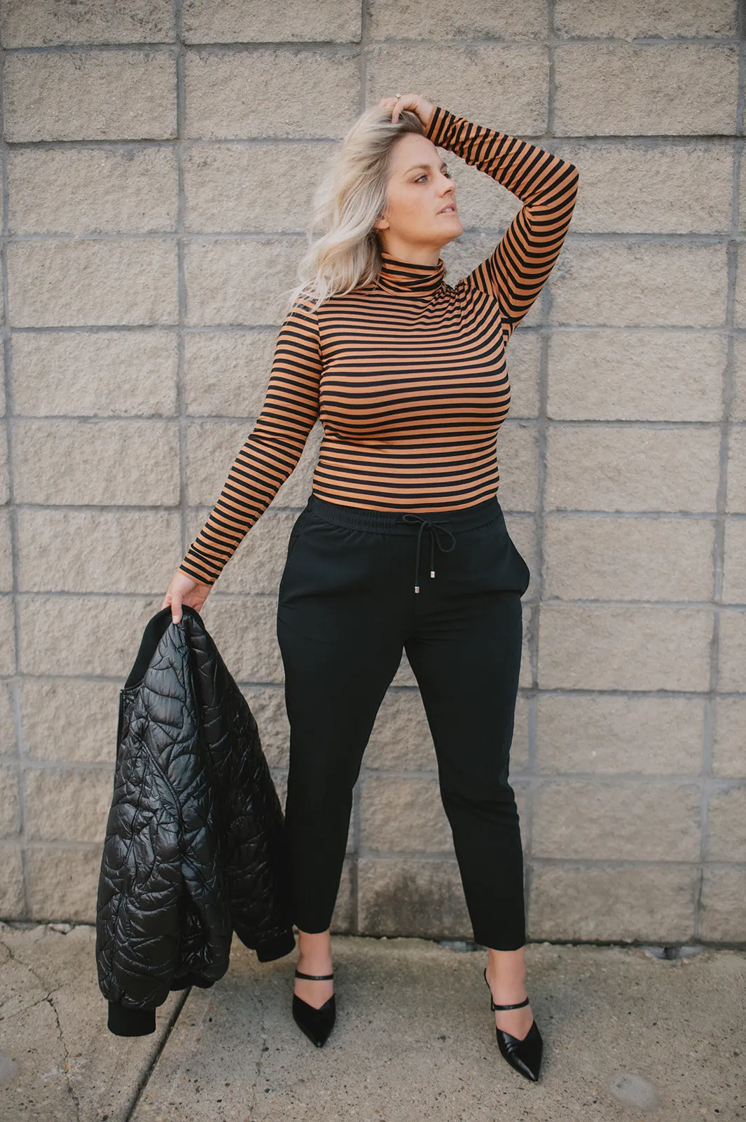 The Efinas Striped Turtleneck by Part Two - Argan Oil - PLUS