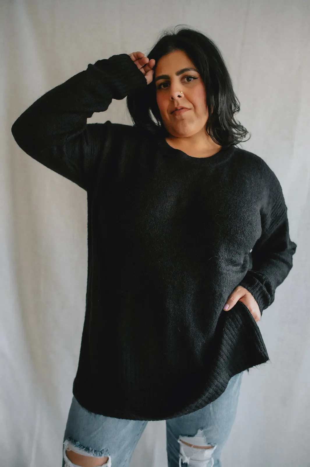 The Kamara Long Sweater - Black