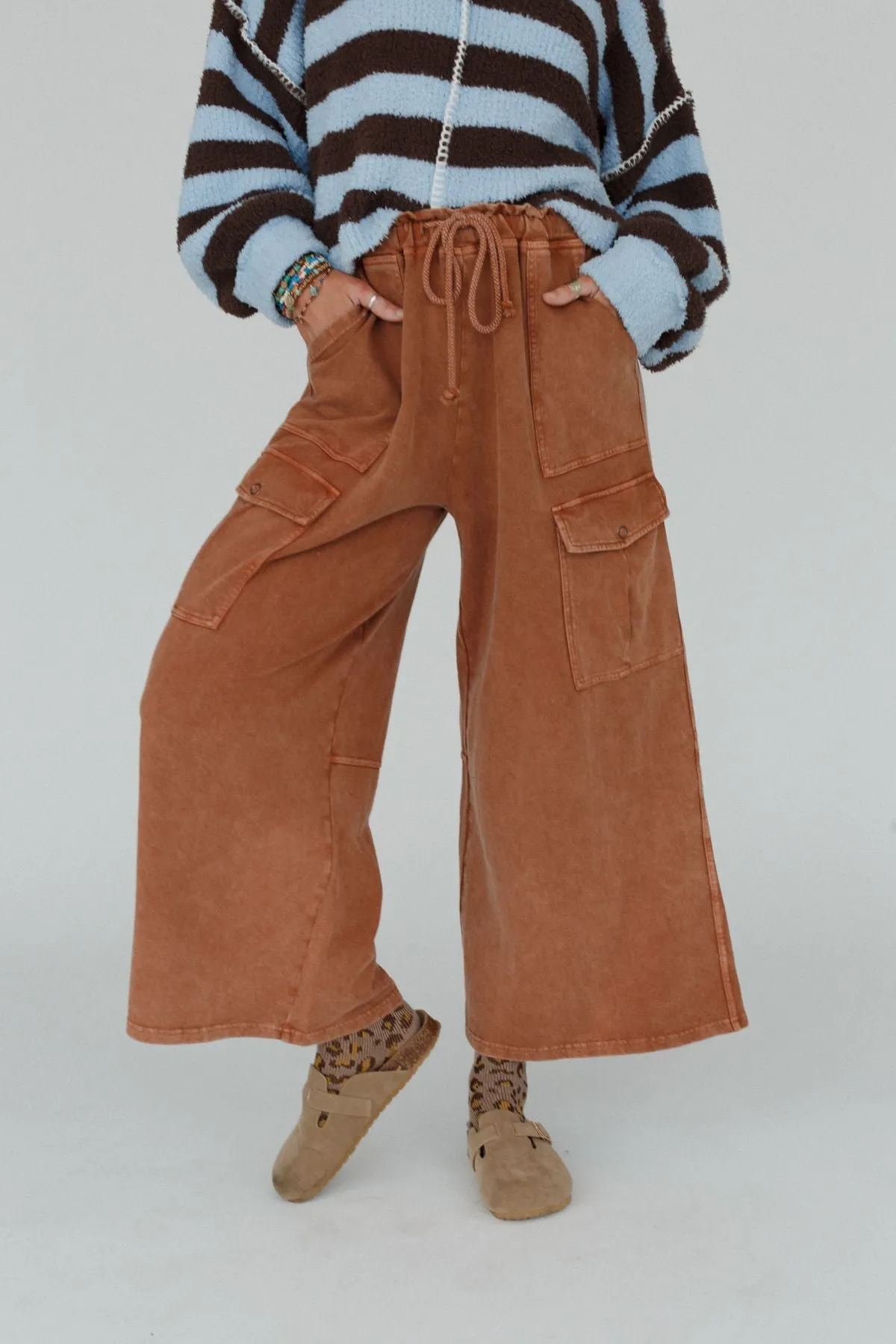 The Nest Cargo Cascade Wide Leg Pants - Copper