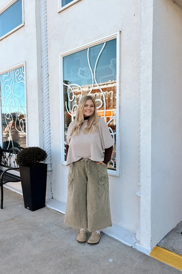 The Nest Cargo Cascade Wide Leg Pants - Olive