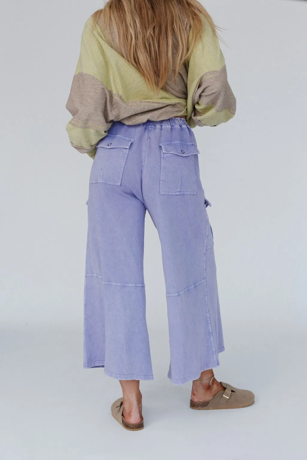 The Nest Cargo Cascade Wide Leg Pants - Peri Blue