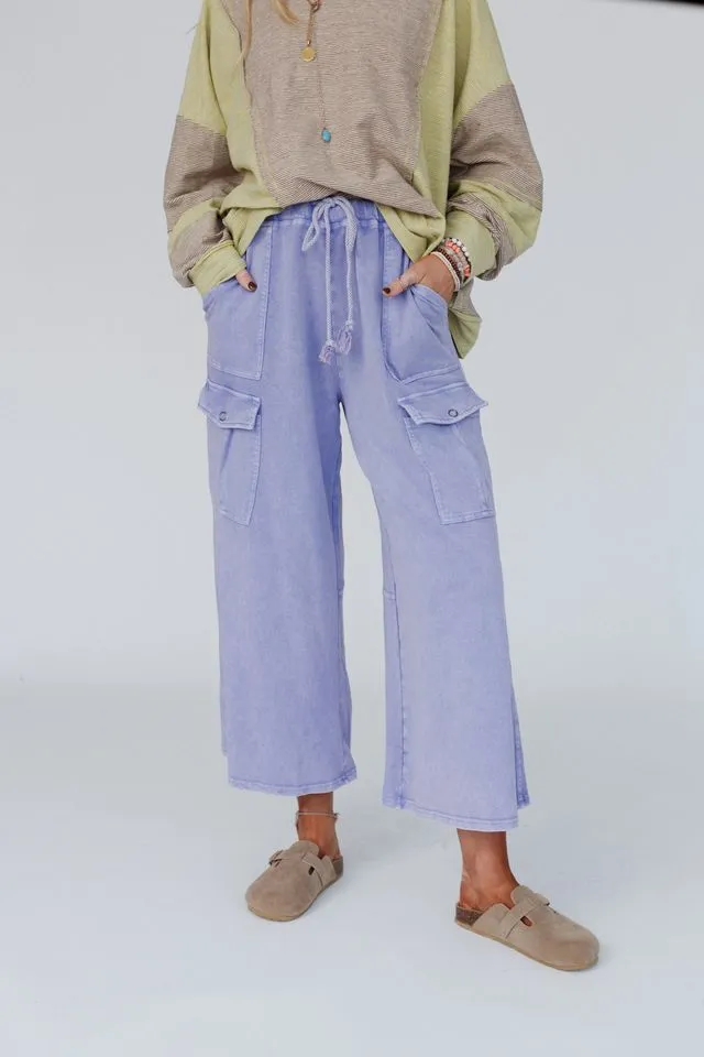 The Nest Cargo Cascade Wide Leg Pants - Peri Blue