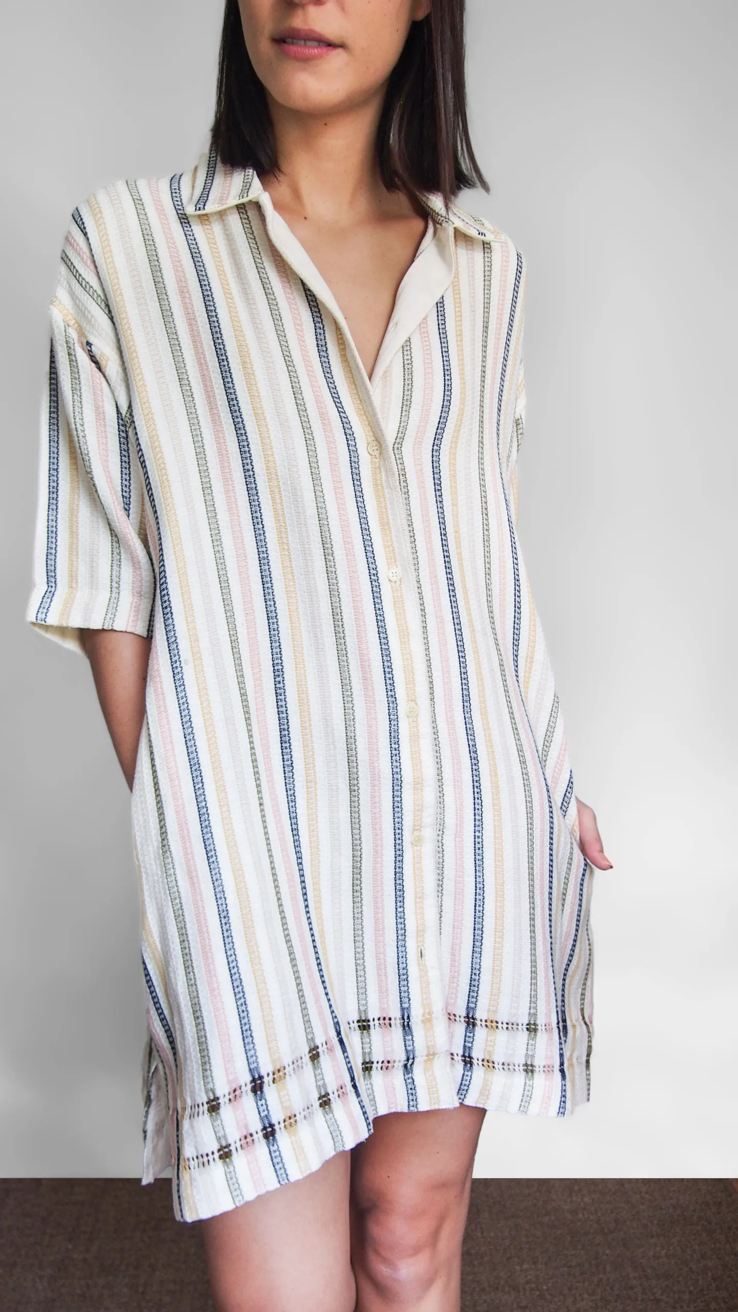 THE (SHORT) ZINA DRESS-SHIRT,  STRIPE – Sample