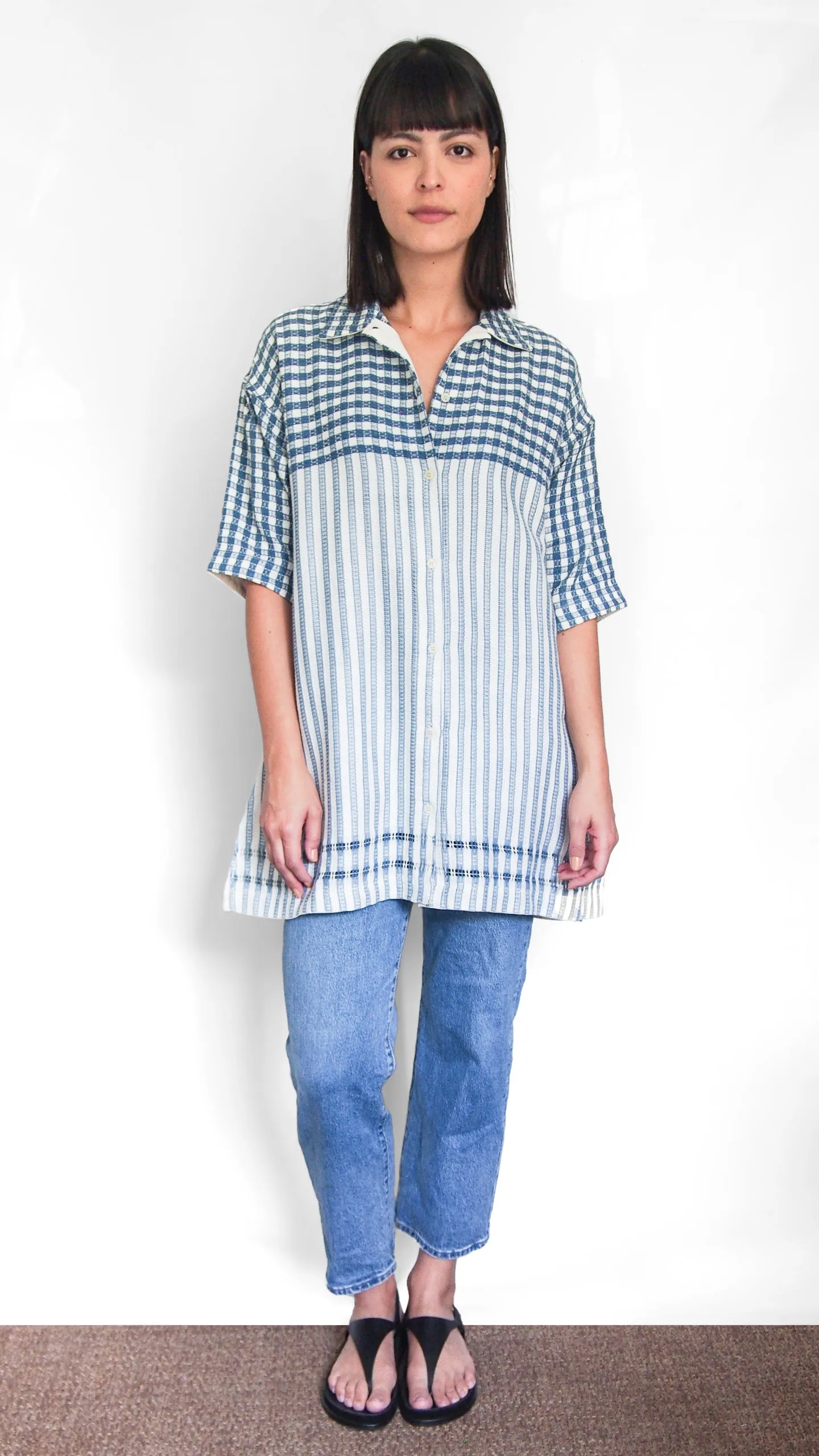 THE (SHORT) ZINA SHIRT-DRESS, GINGHAM & STRIPE – Sample