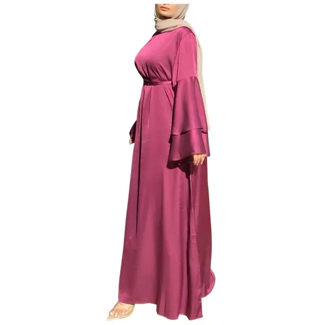 Tiered Batwing Sleeve Cinched Abaya Dress