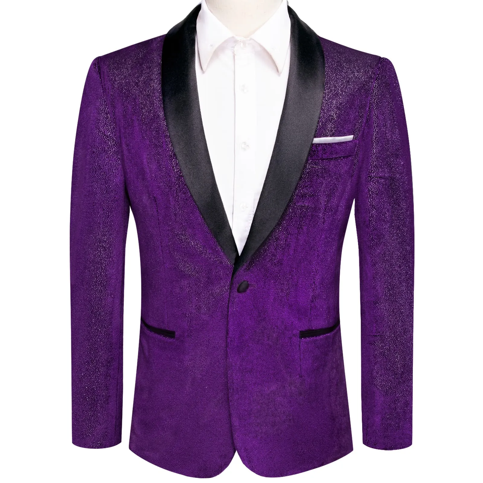 Ties2you Velvet Suit Indigo Purple Solid Hot Stamping Shawl Collar Mens Suit Jacket for Prom