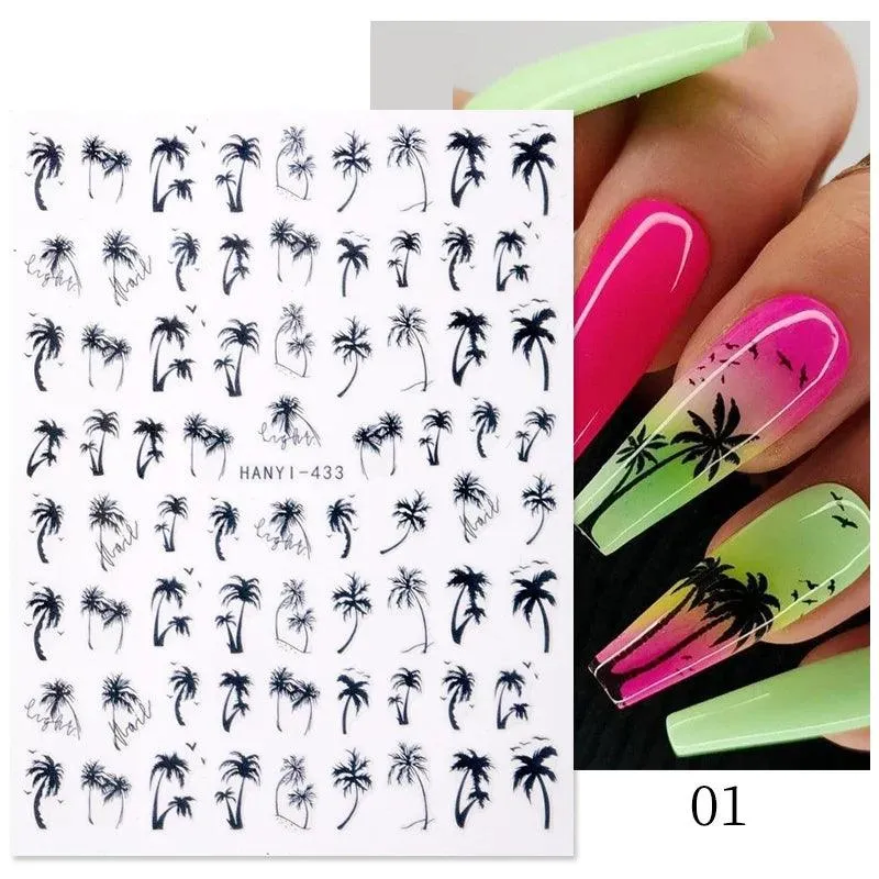 Tropical Sunset Nail Sticker Set: Exotic Beach Paradise Mani Fun