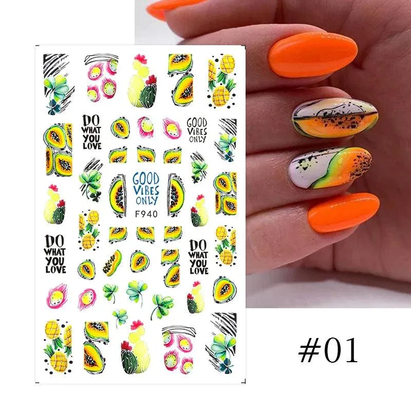 Tropical Sunset Nail Sticker Set: Exotic Beach Paradise Mani Fun