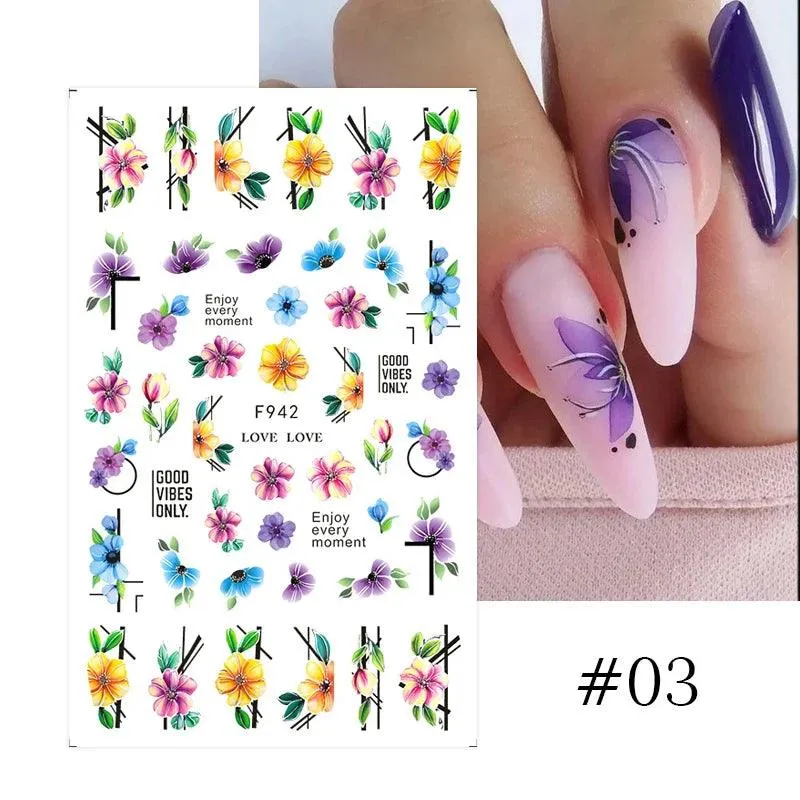 Tropical Sunset Nail Sticker Set: Exotic Beach Paradise Mani Fun