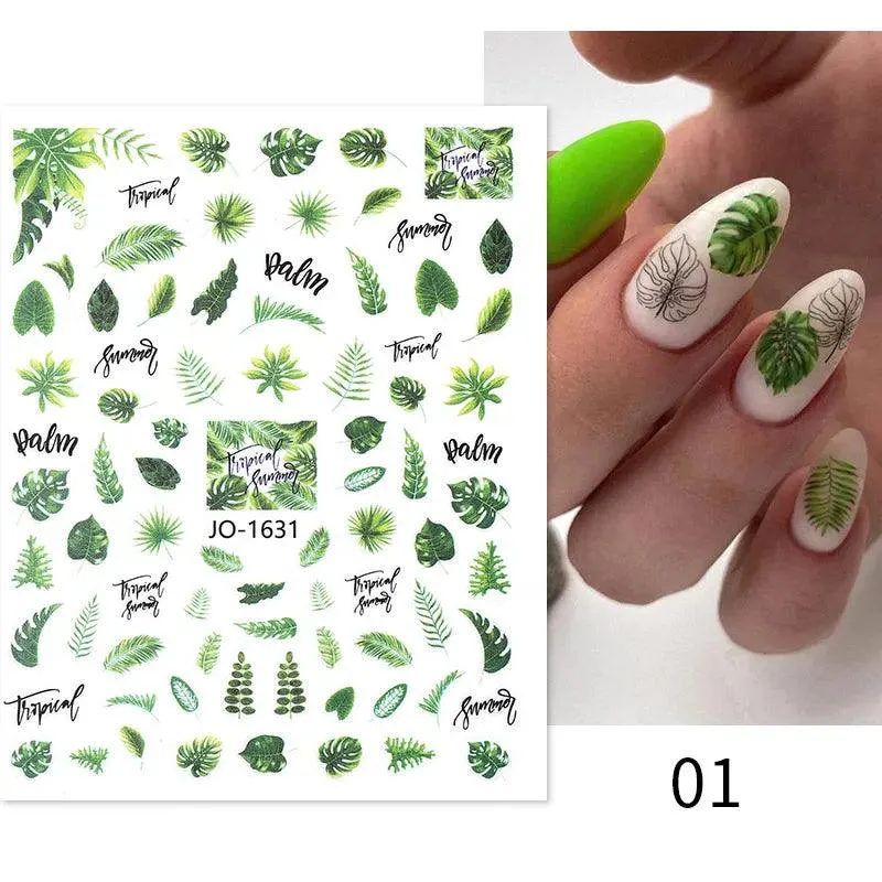 Tropical Sunset Nail Sticker Set: Exotic Beach Paradise Mani Fun