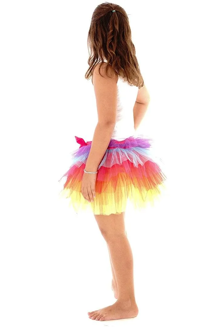 Tulle Tutu Layered Skirt with Ribbon Bow & Elastic Waistband