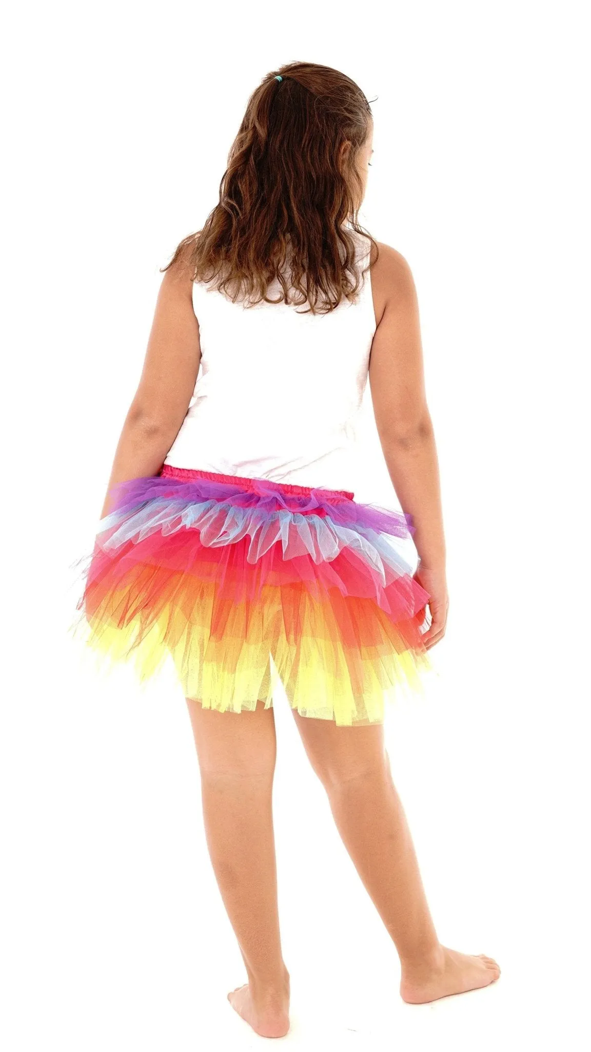 Tulle Tutu Layered Skirt with Ribbon Bow & Elastic Waistband