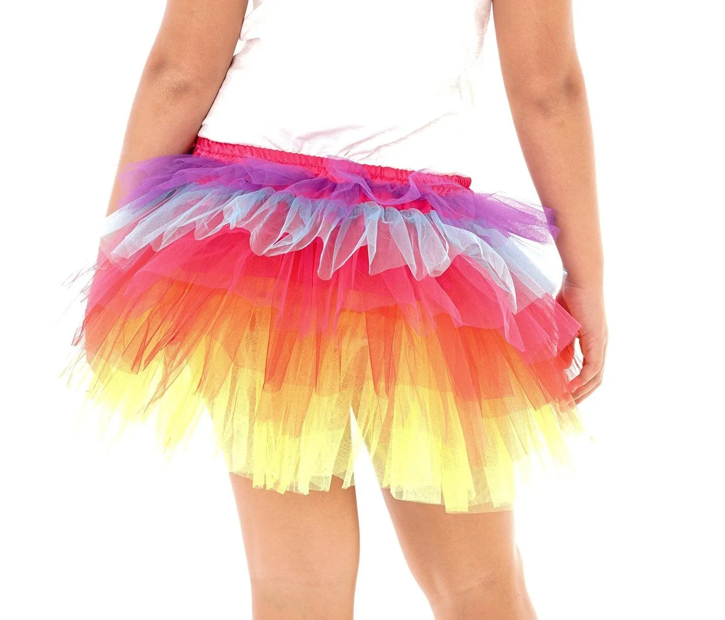 Tulle Tutu Layered Skirt with Ribbon Bow & Elastic Waistband