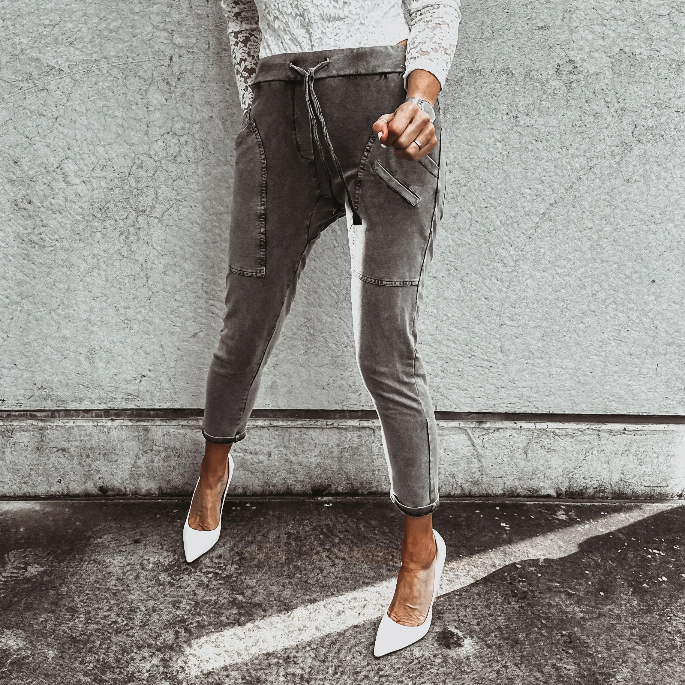 Tulum VINTAGE CHARCOAL jean joggers *SALE*