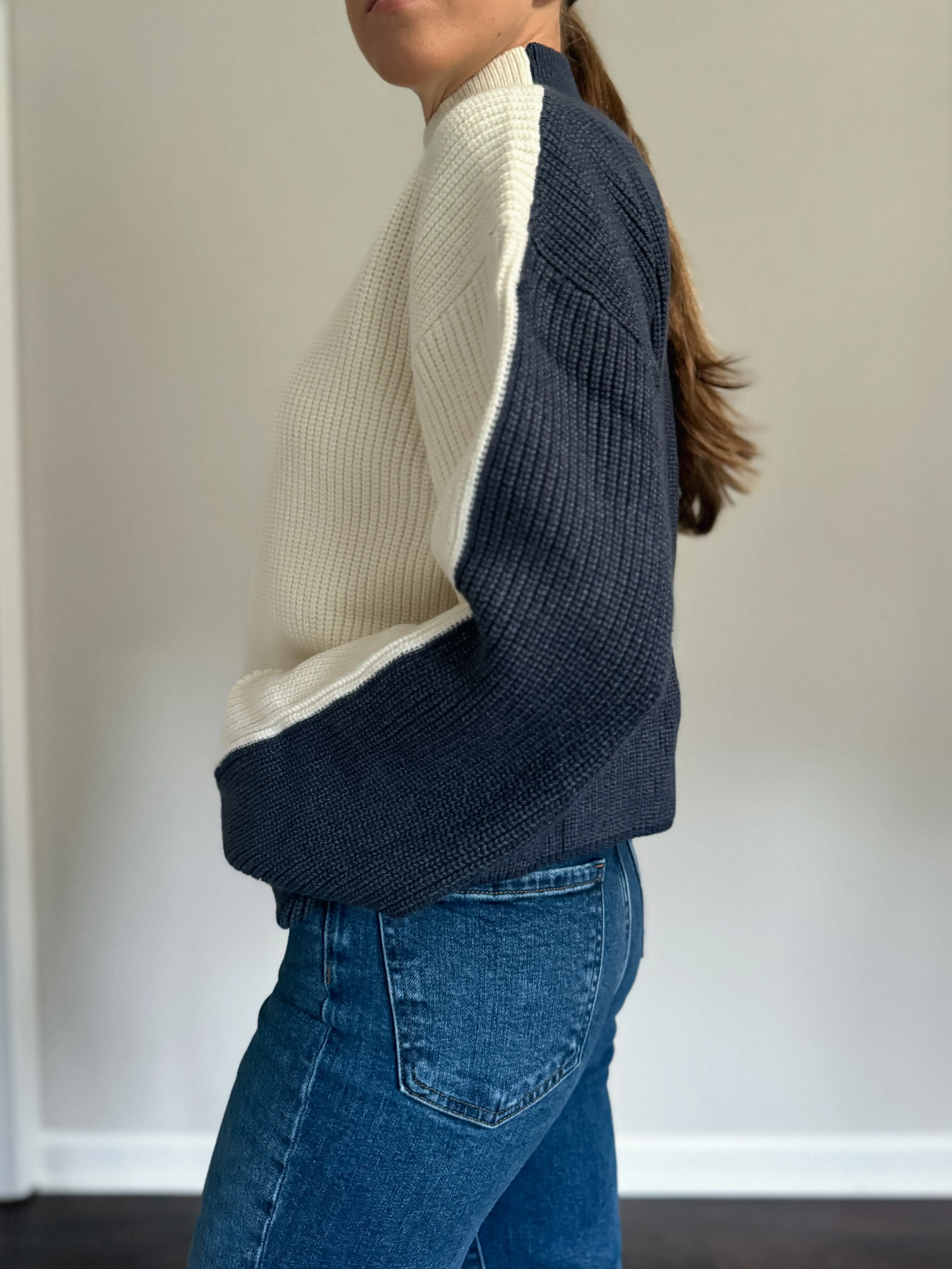 Two-Toned Turtleneck Sweater