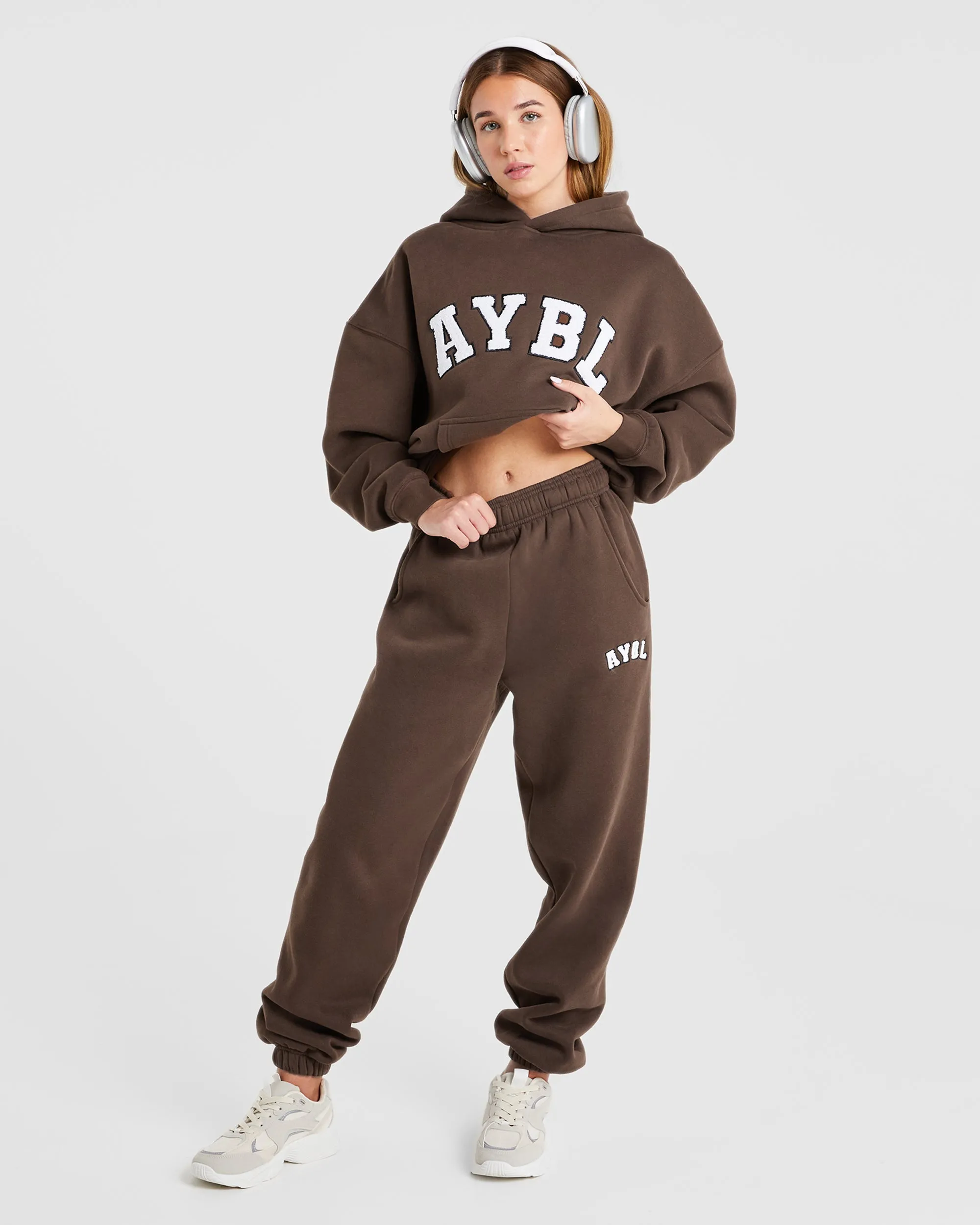 Varsity Oversized Joggers - Brown