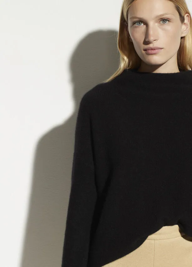 Vince Black Boiled Cashmere Funnel Neck Pullover