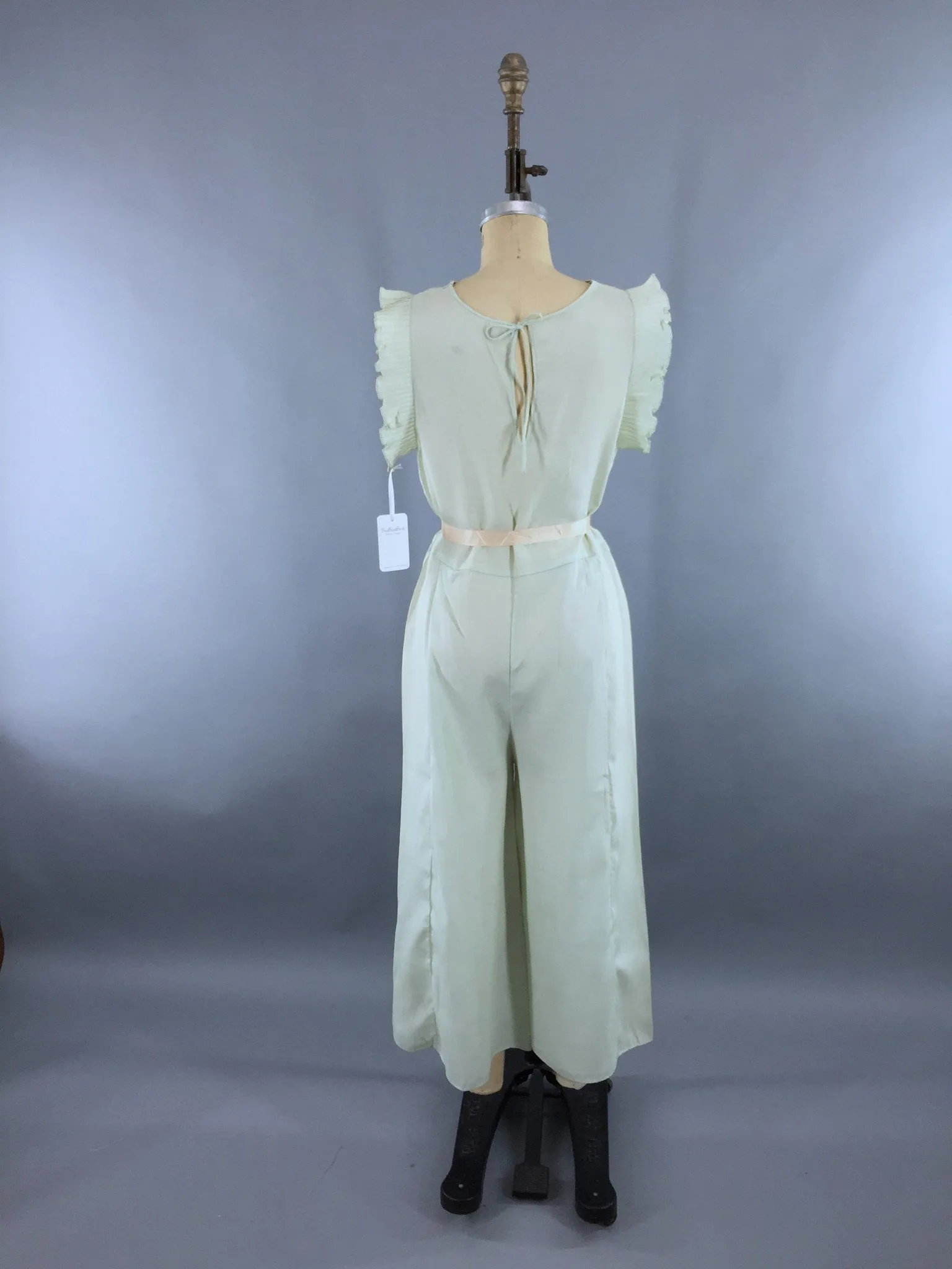 Vintage 1930s Mint Green Beach Pajamas Jumpsuit