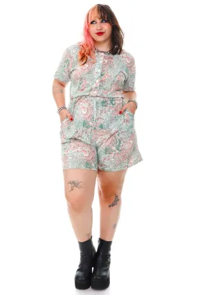 Vintage 90's Pastel Floral Button Up Jumpsuit - XL/2X