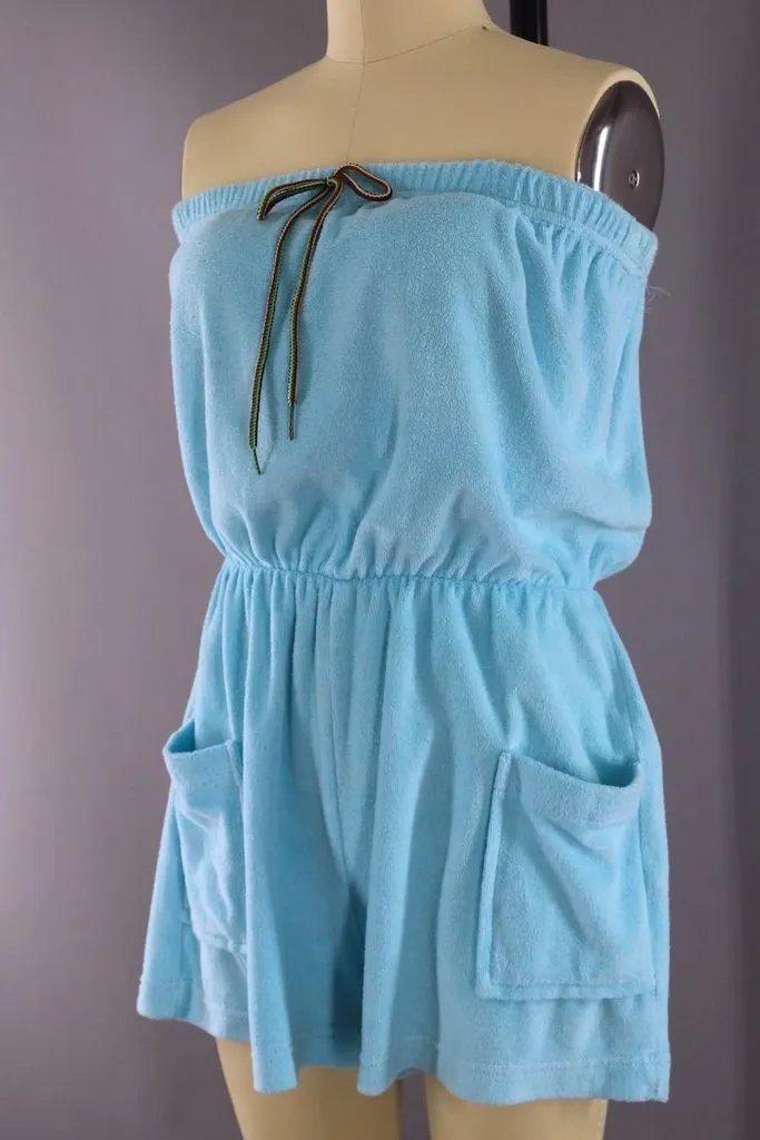 Vintage Sky Blue Terry Romper