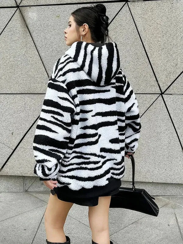 Wenkouban-Winter outfits Christmas Black Friday Cozy Animal Print Pocket Sweatshirt Hooded Jacket